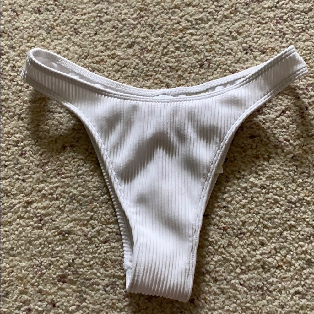 High rise white bikini bottoms